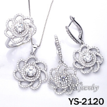 Micro pflastern 925 Sterling Silber Blumenschmuck Set (YS-2120)